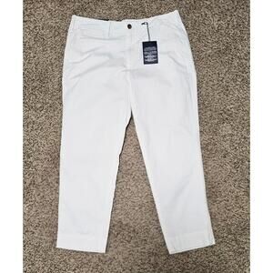 Gap Capri Chino Pants High Rise Straight Khaki White Womens Sz 12 NWT